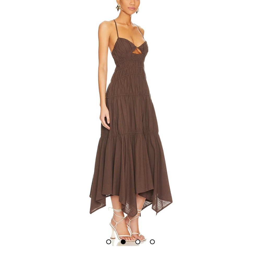 Brown Asymmetrical Tiered Sundress for Wedding Guests